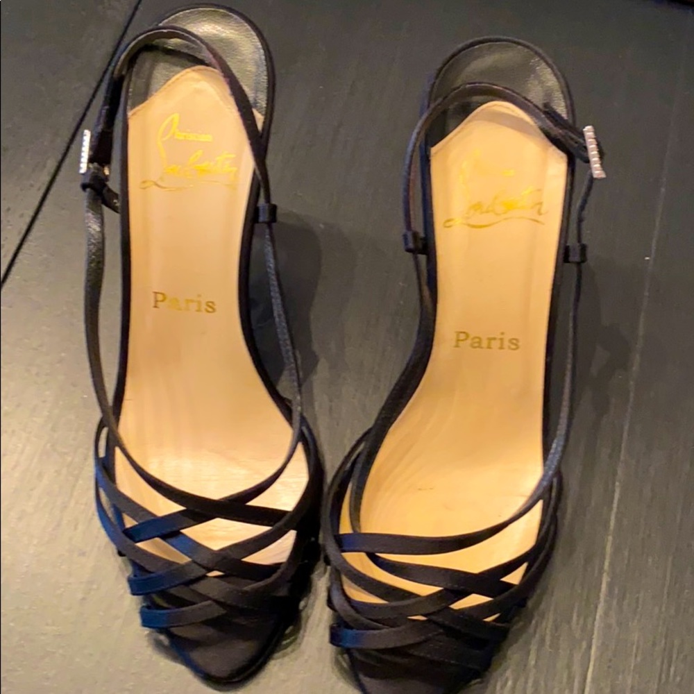 CL satin slingbacks with crystal fastner FLASH